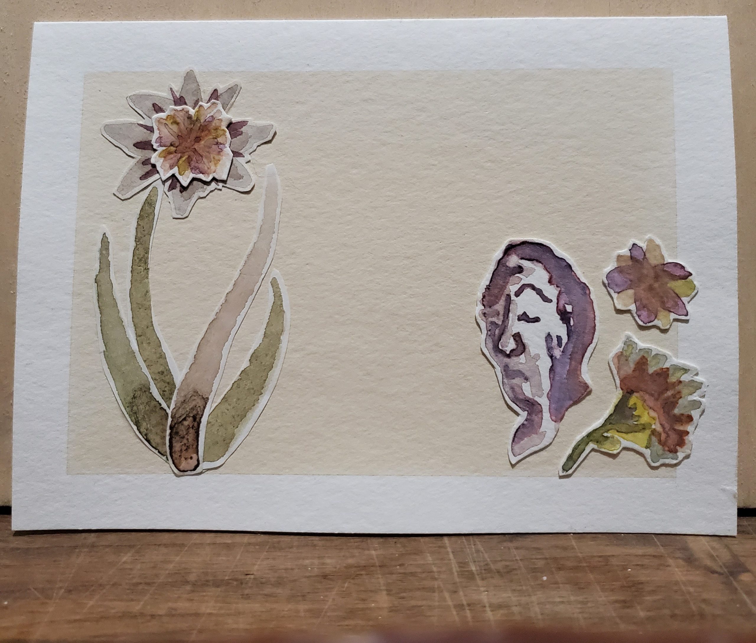 Nadaa Hyder original art watercolour flowers collage allergies greeting card